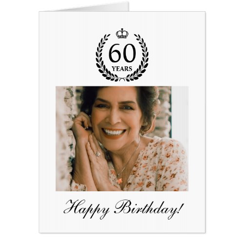 Laurel Wreath Crown Photo Happy 60th Birthday Big Card