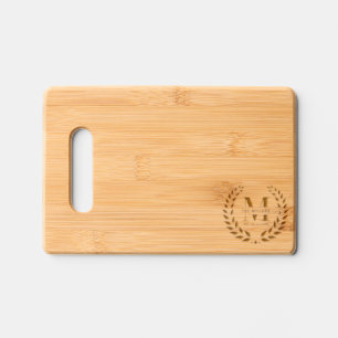 Laurel Wreath Custom Family Monogram Name Engraved Cutting Board