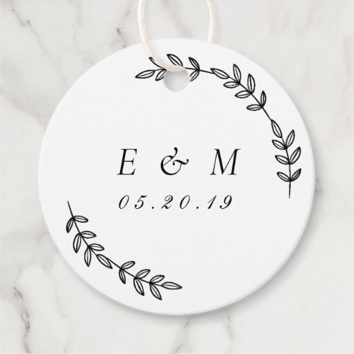 Laurel Wreath Custom Monogram Wedding Round Favor Tags Zazzle
