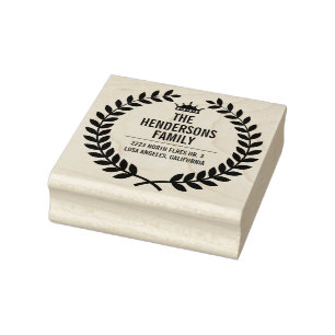 Laurel wreath custom text rubber stamp