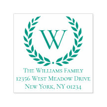 Laurel Wreath Family Name Monogram Return Address