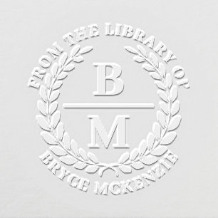 Laurel Wreath From the Library Of Name & Monogram Embosser