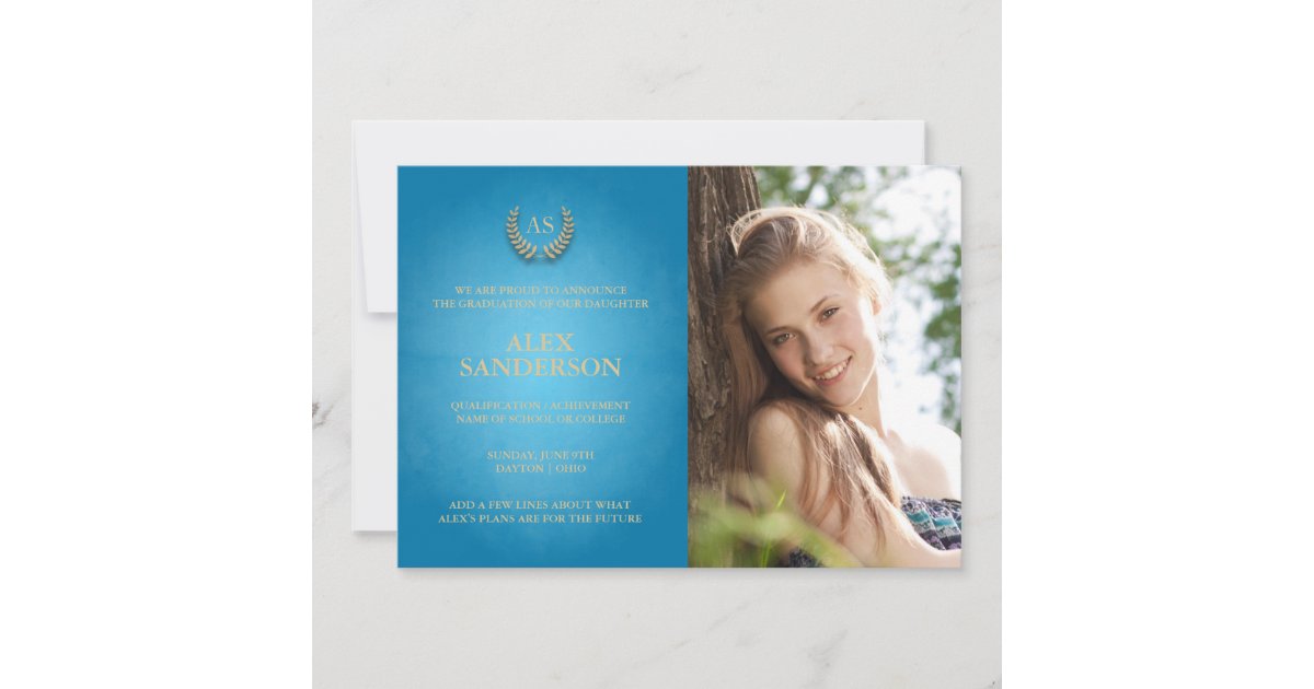 Laurel Wreath Graduation Announcement Photo Card Zazzle