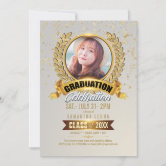 Laurel Wreath Graduation Photo ID833 Invitation