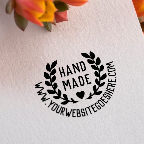 Laurel Wreath Heart Handmade Website Rubber Stamp