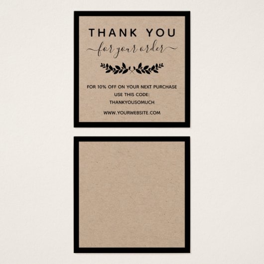 Laurel Wreath Kraft Paper Thank You For Order (Front & Back)