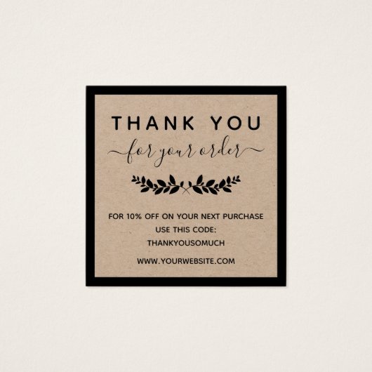 Laurel Wreath Kraft Paper Thank You For Order (Front)