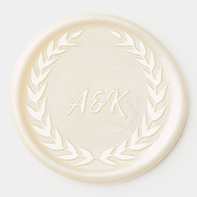 Laurel Wreath | Leaves Monogram Wax Seal Sticker (Front)