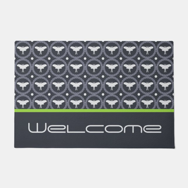 Laurel Wreath & Luna Moth Doormat (Front)