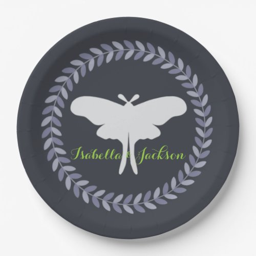 Laurel Wreath  Luna Moth Paper Plates