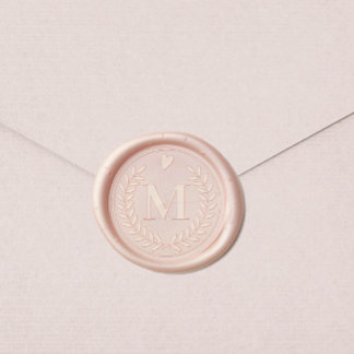 Laurel Wreath Monogram and Heart Wax Seal Stamp