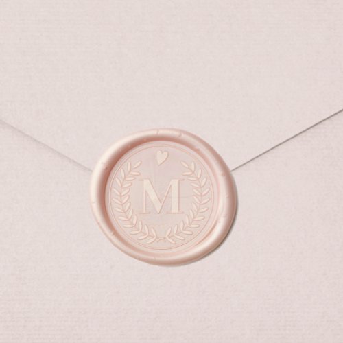 Laurel Wreath Monogram and Heart Wax Seal Stamp