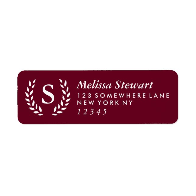 Laurel Wreath Monogram Label (Front)