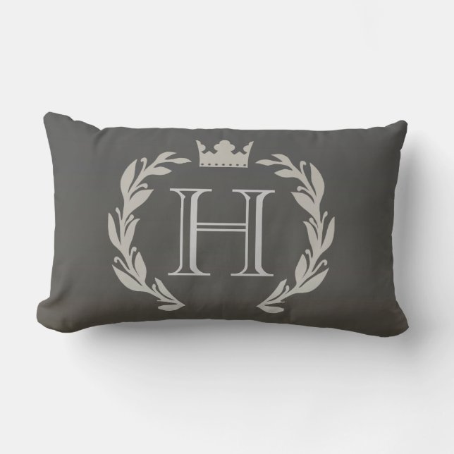 Laurel Wreath Monogram Lumbar Pillow (Front)