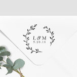Laurel Wreath Monogram Wedding Save the Date Rubber Stamp<br><div class="desc">Custom-designed Save the Date stamp featuring rustic hand-drawn laurel wreath and customizable initials and dates. Personalize this elegant wedding stamp today to give your envelopes a touch of style!</div>