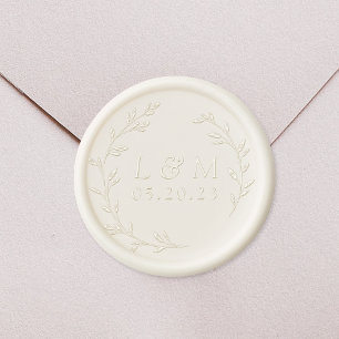 Laurel Wreath Monogram Wedding Save the Date Wax Seal Stamp