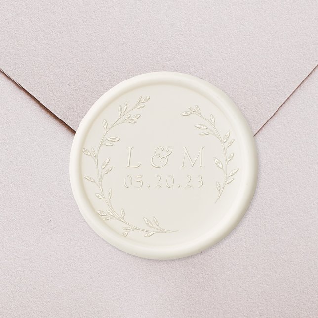 Laurel Wreath Monogram Wedding Save the Date Wax Seal Sticker (Creator Uploaded)