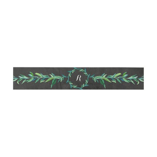 Laurel Wreath Olive Leaf Branch Modern Chalkboard Invitation Belly Band