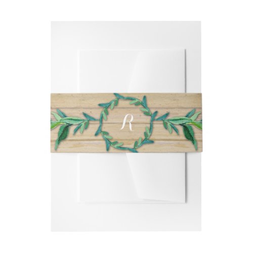 Laurel Wreath Olive Leaf Branch Modern Wood Invitation Belly Band