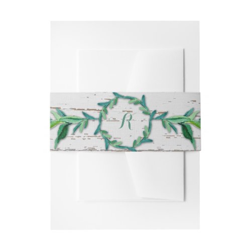 Laurel Wreath Olive Leaf Branch Modern Wood Invitation Belly Band