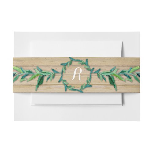 Laurel Wreath Olive Leaf Branch Modern Wood Invitation Belly Band