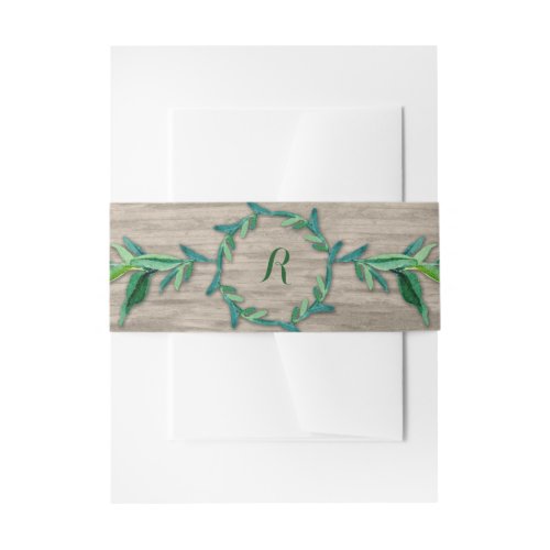 Laurel Wreath Olive Leaf Branch Modern Wood Invitation Belly Band