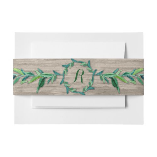 Laurel Wreath Olive Leaf Branch Modern Wood Invitation Belly Band