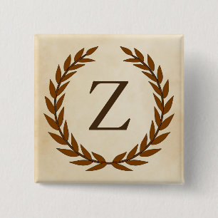 Laurel Wreath on Parchment Monogram Initial Z Button