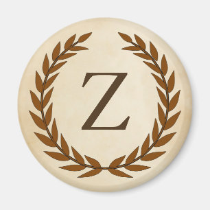 Laurel Wreath on Parchment Monogram Initial Z Magnet
