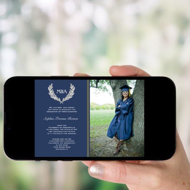 Laurel Wreath Photo Graduation Invitation / Anno (Front Digital)