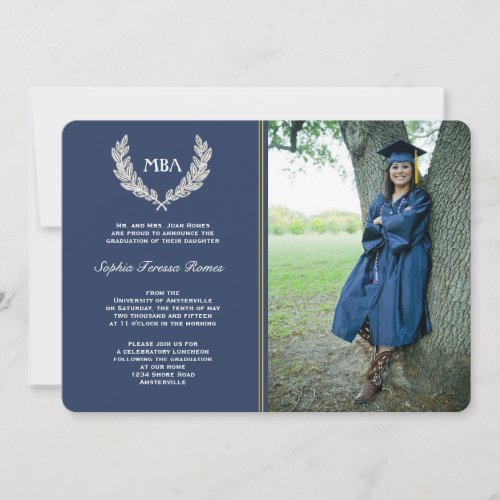 Laurel Wreath Photo Graduation Invitation  Anno