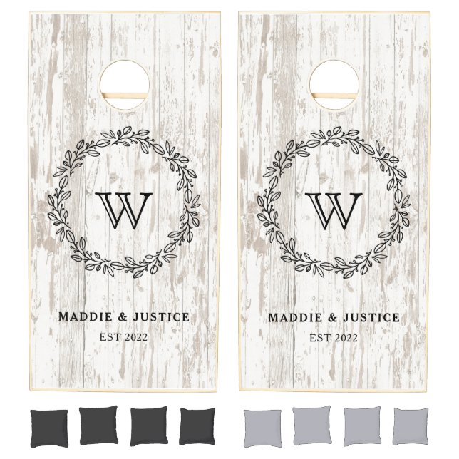 Laurel Wreath Rustic Wedding Party Cornhole Set  (Set)