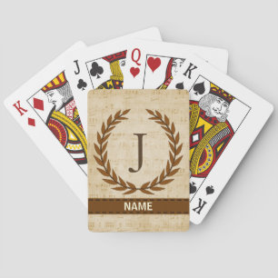 Laurel Wreath Sheet Music Monogram Initial J Poker Cards