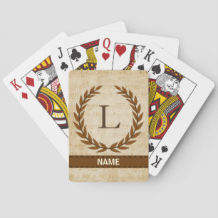 Laurel Wreath Sheet Music Monogram Initial L Poker Cards