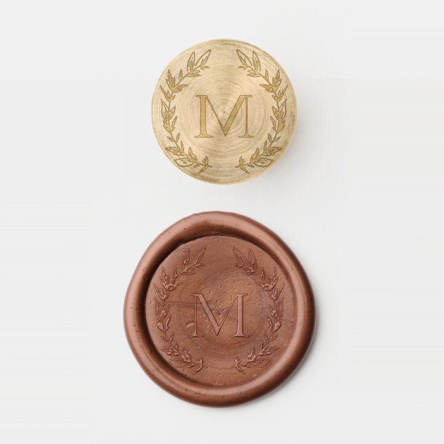Laurels Elegant Monogram Typography Modern Minimal Wax Seal Stamp (Stamped)