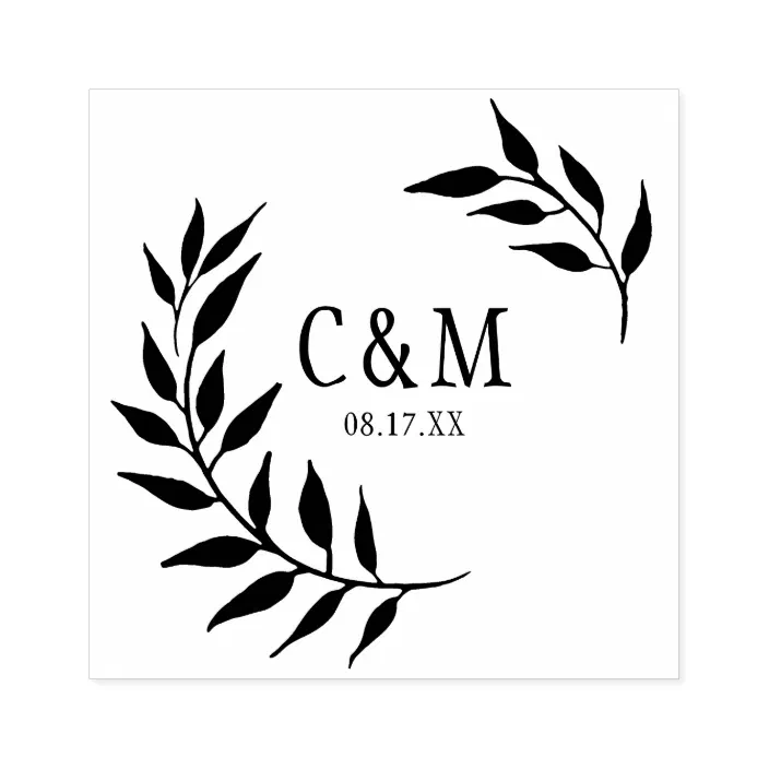 Personalized Wedding Names Save the date Rubber Stamp Pre-inked Laurel R564 Personalized Wedding Names Save the date Rubber Stamp Pre-inked Laurel R564