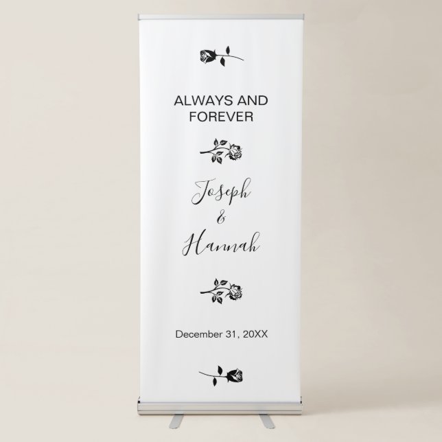 Laurels of Love Personalized Wedding Vinyl Party  Retractable Banner (Front)
