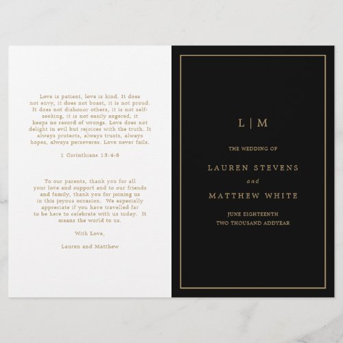 Lauren Black and Gold Monogram Elegant Wedding