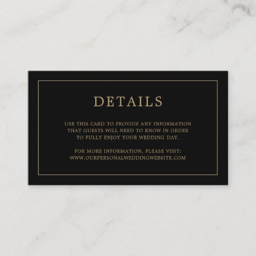 Lauren Black and Gold Monogram Elegant Wedding Enclosure Card