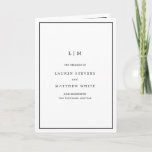 Lauren Black and White Elegant Wedding Program<br><div class="desc">Simple folded wedding program featuring a modern yet elegant design with your details surrounded by a thin border on each panel. The cover has your two initial monogram along with your wedding details. The inside has your wedding party on the left side and your order of ceremony on the right...</div>