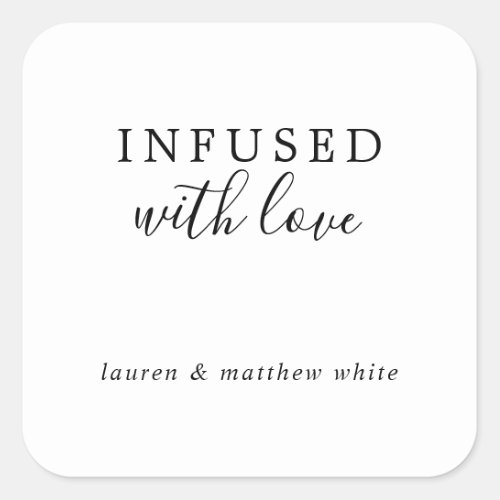 Lauren Black and White Elegant Wedding Square Sticker