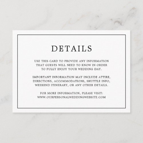 Lauren Black and White Monogram Elegant Wedding Enclosure Card