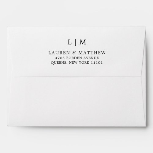 Lauren Black and White Monogram Elegant Wedding Envelope