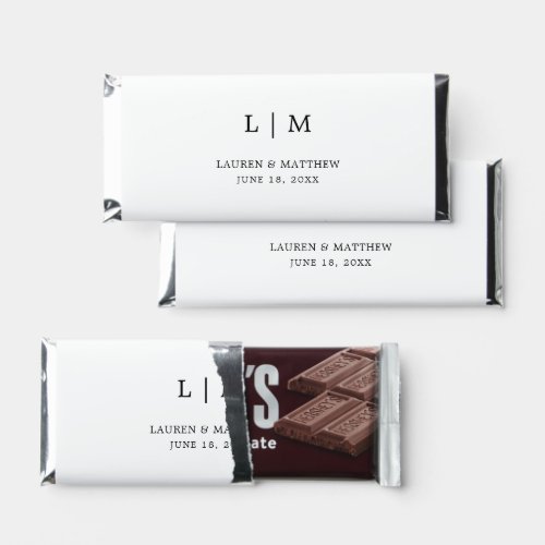 Lauren Black and White Monogram Elegant Wedding Hershey Bar Favors