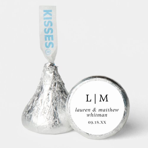 Lauren Black and White Monogram Elegant Wedding Hersheys Kisses