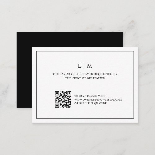 Lauren Black and White Monogram Elegant Wedding Note Card