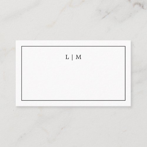 Lauren Black and White Monogram Elegant Wedding Place Card