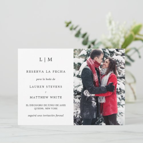 Lauren Black and White Monogram Elegant Wedding Save The Date