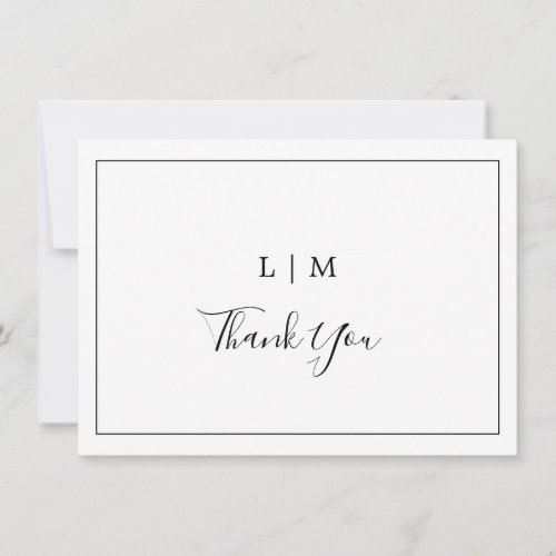 Lauren Black and White Monogram Elegant Wedding Thank You Card