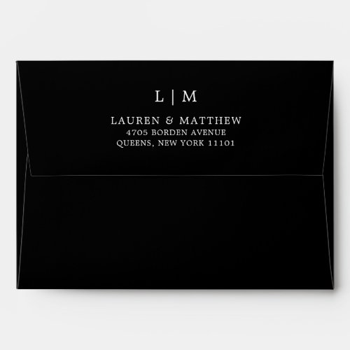 Lauren Black Monogram Elegant Wedding Envelope